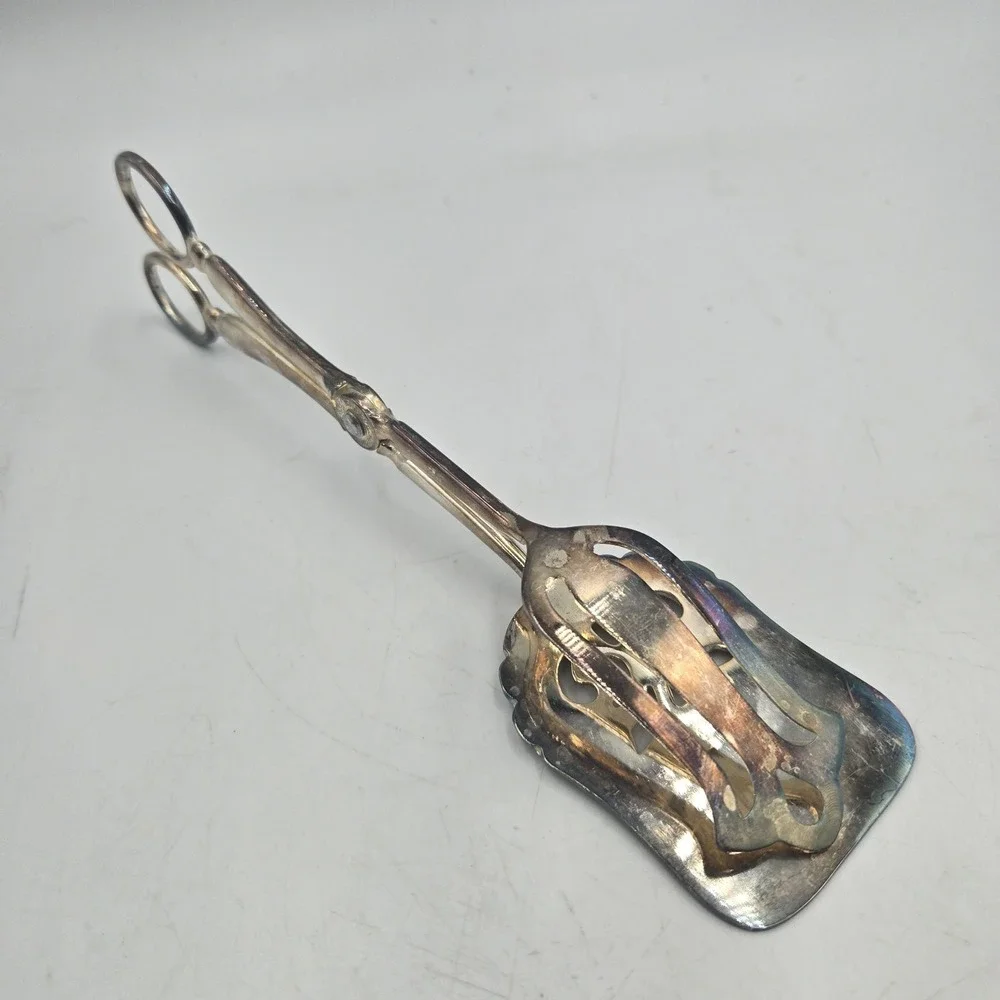VTG Italian Leonard Silver Plated Scissor Salad‎ Tongs 8.25
